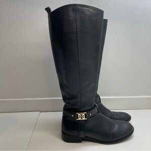 Sold ✅Tory Burch Alessandra Black Leather Equestrian Women Sz 7.5 Riding Boots